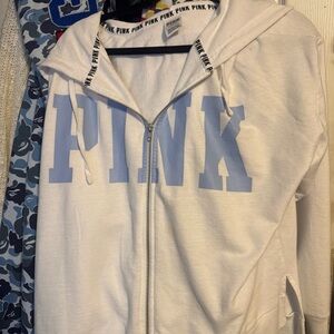 Victoria's Secret PINK White Hoodie with Black Lettering